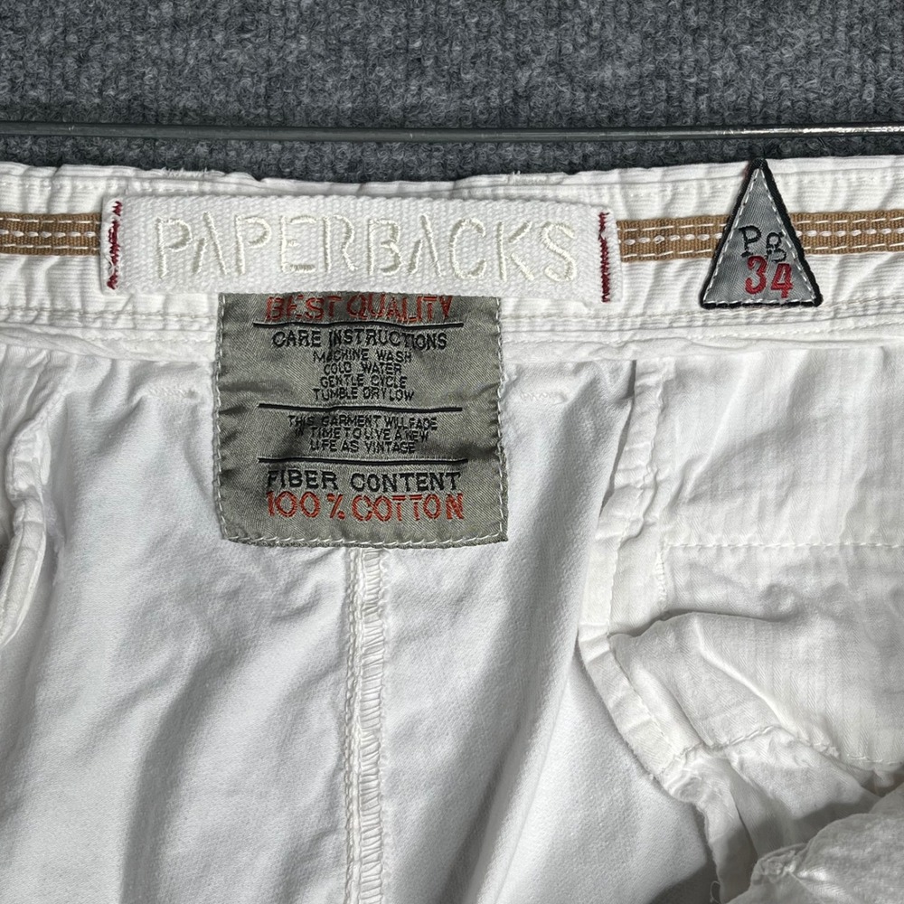 Paperbacks Mens PT 205 White Cotton Chino Pants Straight Leg Size 34 Made in USA - Picture 10 of 13